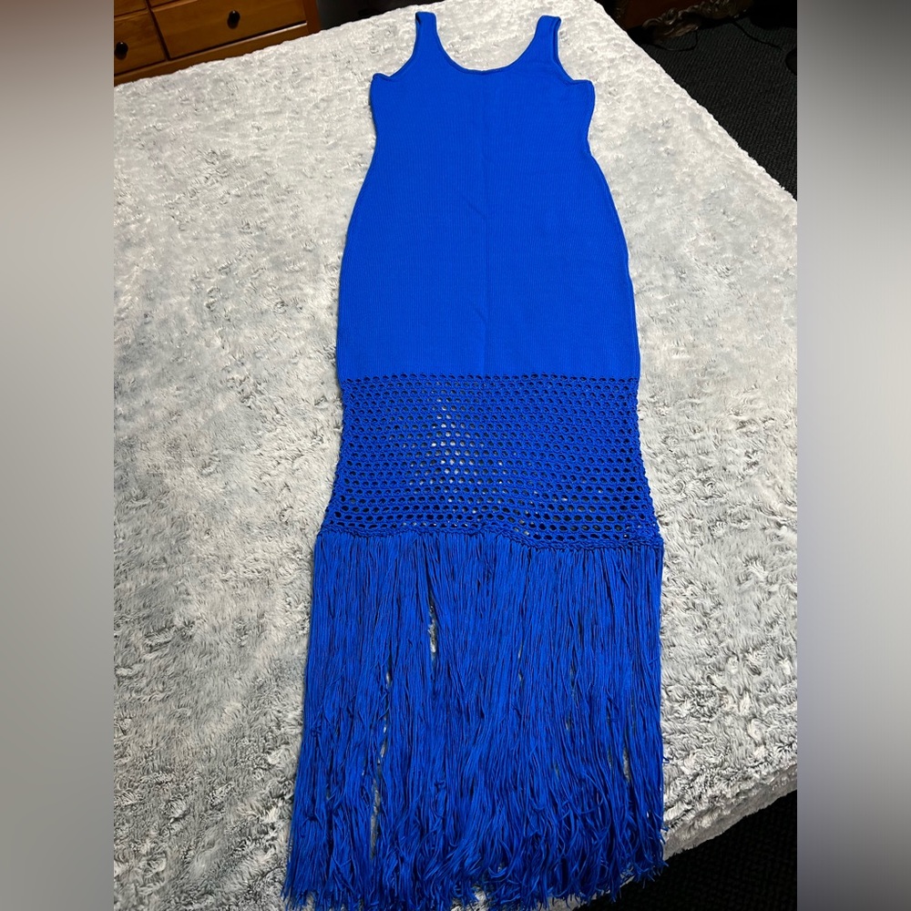 NWOT PQ Swim BLUEBERRY CLAUDIA FRINGE DRESS